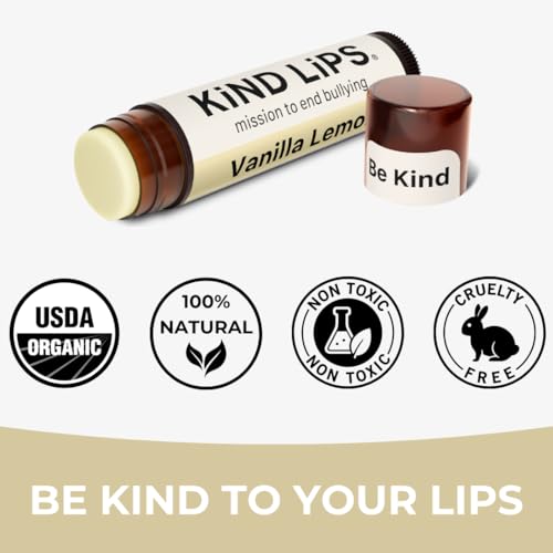 Kind Lips USDA Organic Vanilla Lemon Lip Balm - Natural Moisturizer for Dry Lips