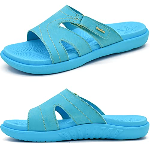 Image of KuaiLu Womens Fashion Orthotic Slides Ladies Athletic Yoga Mat Memory Foam Walking Sandals Thick Cushion Recovery Summer Beach Slippers Comfortable Plantar Fasciitis Arch Support