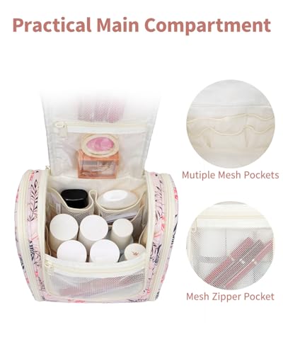 Hanging Travel Toiletry Bag Cosmetic Make up Organizer for Women and Men (Beige Bird)