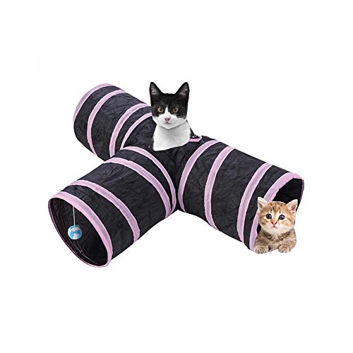 Túnel para mascotas, juguete plegable de 4 pies y 3 vías para el túnel del túnel del gato