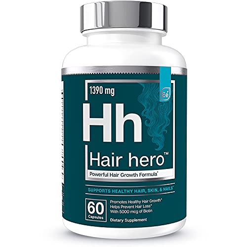 Hair Hero - Powerful Hair Growth Formula - Healthy Hair, Skin, and Nails - 5000 mcg Biotin | Essential Elements - 30 Day Supply