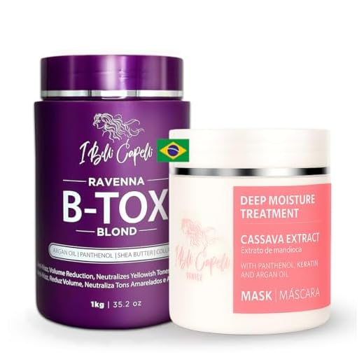 I Belli Capelli Ravenna Keratin Treatment Blond Kit, Hair Treatment for Blond & Argan Oil Mask 500 g – Capilar Para el Cabello, Formaldehyd-Free – Anti-Frizz, Smoothing, (1 Keratin + 1 Mask)