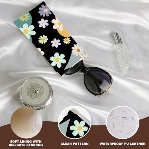 Image of Anikathy 2Pcs Sunglass Eyeglass Glasses Case Soft PU Leather with Cleaning Cloth Portable Glasses Pouch Bag for Men Women