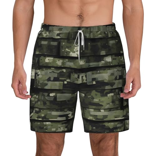Bañador de camuflaje digital para hombre: ropa de playa ligera y transpirable