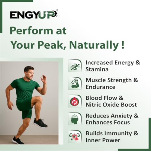 ENGYUP Vitality Booster For Men │ Strength & Energy Booster │ Ashwagandha, Safed Musli, Ginseng, Gokharu, Arginine, Carnitine │15 Effervescent Tablets │MixBerry Flavor