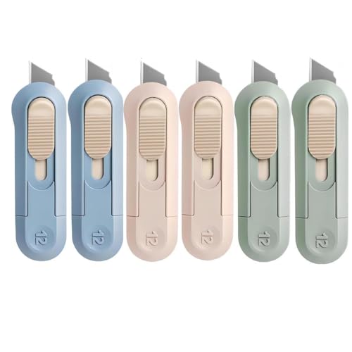 Image of 6 Pack Portable Box Cutter,Retractable Utility Knife, Multi-function Cute Box Cutters for Office, Home, Arts Crafts, Cartons, Cardboard, Paper,DIY