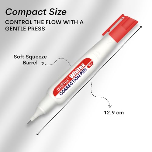 Image of Soni Officemate Correction Pen - 7ml| Pack of 10 | Instant Dry | Quick Dry | 1mm Precision Metal tip | High Opacity White Fluid