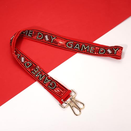 Image of YAHPERN Beaded Purse Straps Game Day Purse Strap Replacement Sequin Crossbody Football Purse Strap for Stadium Clear Bag