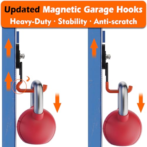 Image of MUTUACTOR Updated Strong Magnetic Hooks Heavy Duty,20lbs Anti-Scratch Powerful Garage Magnet Hook,2PCS Anti-Slip Magnetic Tool Hooks for Organizing Cordless Impact Drivers Garden Shovel Tool Box