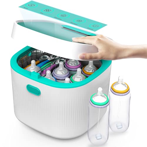 Image of UV Sterilizer 4-in-1 for Baby Pacifiers Bottles Spoon Toys, Large 8L Touch-Control UVC LED Light Sanitizer Box with Dryer & Air Ventilation Filter System for Cleaning Cards, Cellphones, Keys and More