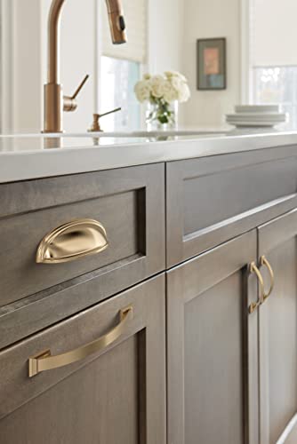 Image of Amerock | Cabinet Pull | Champagne Bronze | 3-3 /4 in (96 mm) Center-to-Center Drawer Pull | Candler | Kitchen and Bath Hardware | Furniture Hardware