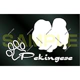 アトリエDOM 少し大きめ 犬のステッカー ペキニーズ [白](受注生産)