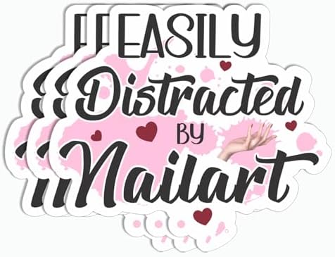 3Pcs Easily Distracted by Nailart Sticker - Nail Tech Sticker - Nail Polish Sticker - Sticker for Water Bottle - Tablet - Notebook - Laptop image 5