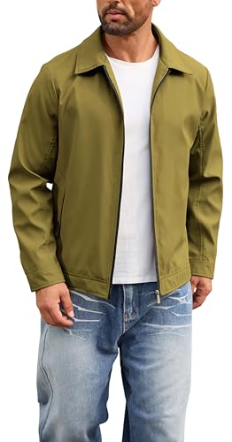 Image of QTE Lightweight Jackets for Men Casual Windbreaker Stylish Light Fall Spring Golf Work Dress Business Coat