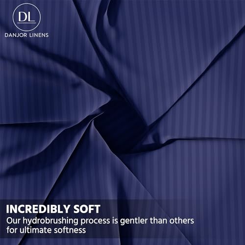 Danjor Linens Double Bed Queen Size 90"x100" Sheets 200 TC - Including Pillowcases - Deep Pockets -Breathable, Soft, Wrinkle Free Microfiber Bed Sheets (Flat - Blue)