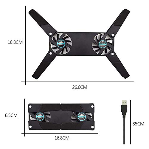 Lizusidtsy Computer Cooling Pad,Portable Notebook Radiator Foldable Dual Fan Cooling Pad Computer Notebook Computer Cooling, black, 396158