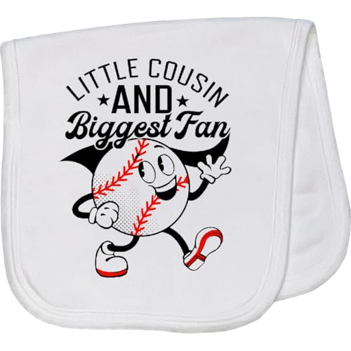 inktastic Little Cousin and Biggest Fan Baby Burp Cloth White 4561d