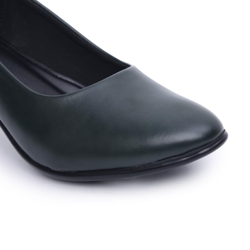 Padchin Women Smart Casual Round Toe Block Heel Olive Pump | Formal and Casual Fashion sandal with Stiletto Heels | Stylish and Fashionable Pump Shoe for Daily Use Office Wear 4