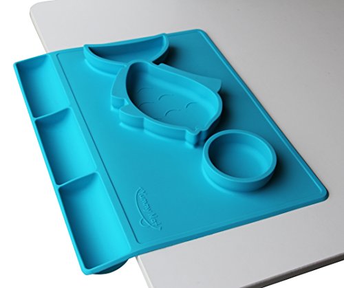 Yummy Mat - Silicone Placemat + Plate + Tray Catch Pocket Food for Baby and Toddlers (Blue)