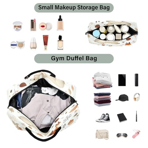Rabbits Fox Pinecone Travel Duffel Bag, Shoulder Weekender Overnight Bags - Large Gym Bag with Wet Pocket4
