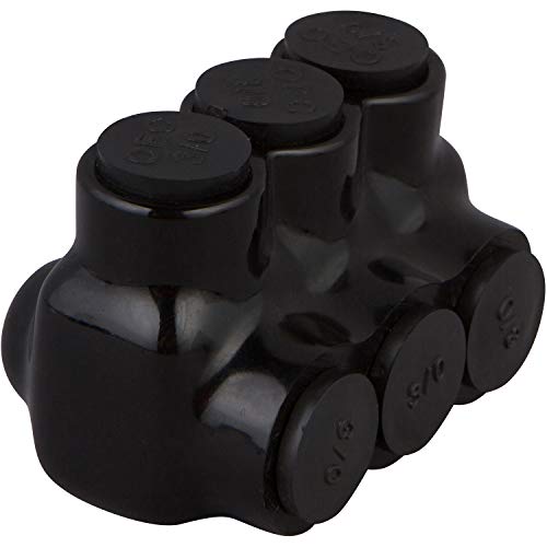 Image of Morris Products 97513 Black Insulated Multi-Cable Connector - Single Entry 3 Ports 4 - 14, 3, 3 AWG, Dual Rated CU9AL Aluminum, 600V, cULus Listed