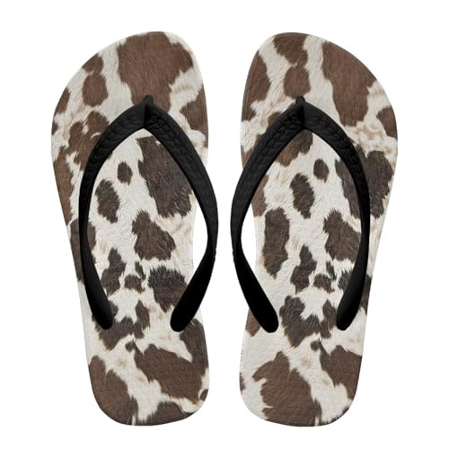 Uacyareni Chanclas para niños, comodidad, chanclas de baño para niñas, Estampado De Vaca Marrón, 30 EU