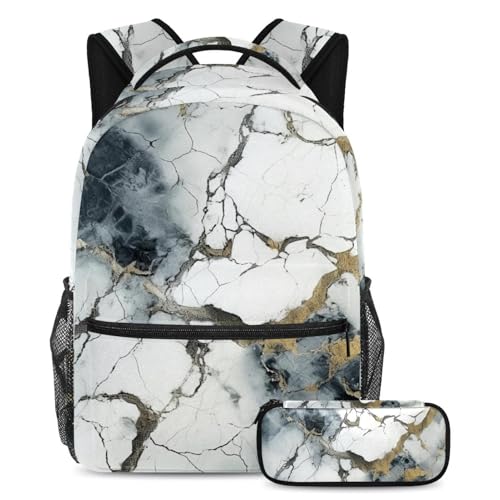 Sac à dos marbre 55 grand format avec trousse pour le lycée et la fac