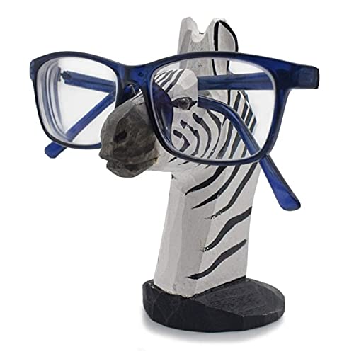Sharvgun Stojak na okulary ręcznie rzeźbione drewniane okulary uchwyt na okulary stojak zebra biuro domowe biurko