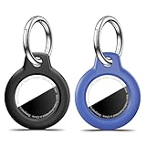 MOLOSLEEVE Capa para AirTag com chaveiro, acessórios para localizador de itens GPS e rastreador, preto + azul