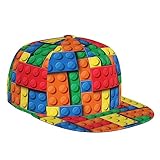 Women Men Adjustable Snapback Hat Cool Hip Hop Hat Fashion Flat Bill Brim Baseball Cap, for Colorful Building Blocks Bricks