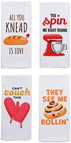 Microfiber Dish Towels Funny Kitchen Towel Set of 4 - Best Housewarming Gifts for New Home Kitchen, Tea Towels for Kitchen Funny, Mom Kitchen Gifts, Baking Themed Dish Towels with Sayings