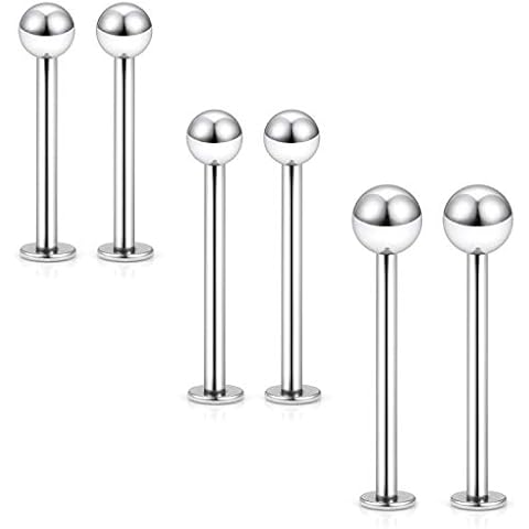 Kridzisw 16G Tongue Cheek Rings Piercing Jewelry Stainless Surgical Steel Extra Long Lip Labret Monroe Medusa Ashley Ring Stud Cheek Dimple Tongue Piercing Jewelry Women Men 14mm 16mm 19mm Bar Silver Cover