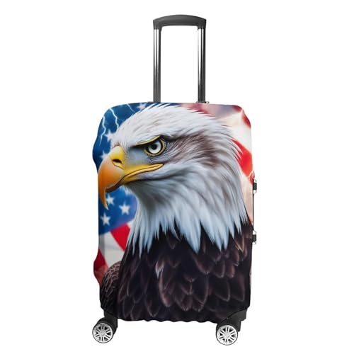 Luggage Covers Protector Suitcase Sleeve Carry On Luggage Cover Anti Scratch Travel Suitcase Protector (American Flag Cool Bald Eagle)