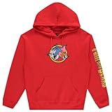 Mens Tom & Jerry Battle Hoodie - Classic Hanna-Barbera Long Sleeve Sweatshirt - Vintage Cartoon Hoodie (Red, Large)