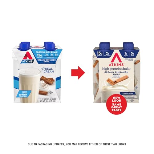 Image of Atkins Creamy Cinnamon Swirl Protein Shake, 15g Protein, Low Glycemic, 2g Net Carb, 1g Sugar, Keto Friendly, 12 Count