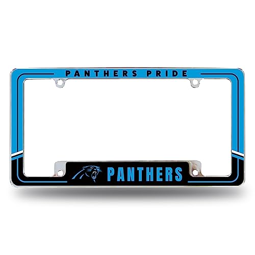 Marco de matrícula de Carolina Panthers con acabado cromado premium bicolor para auto