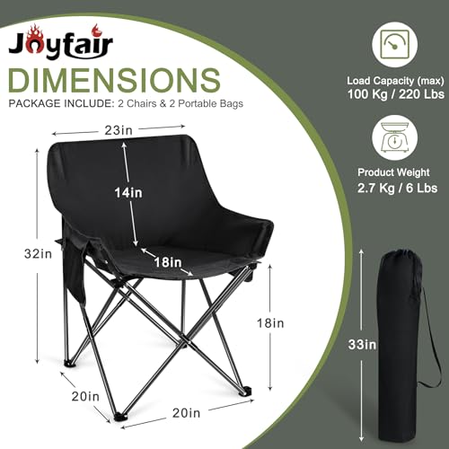 Joyfair Camping Lawn Chair for Adult, Outside Beach Chairs (2 Pack, Black) - Image 2