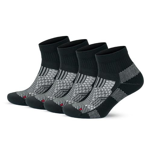 Image of GoWith 2 /4 Pairs Quarter Running Socks for Men & Women, Athletic Anti-Blister Cushioned Seamless Padded Ancle Socks