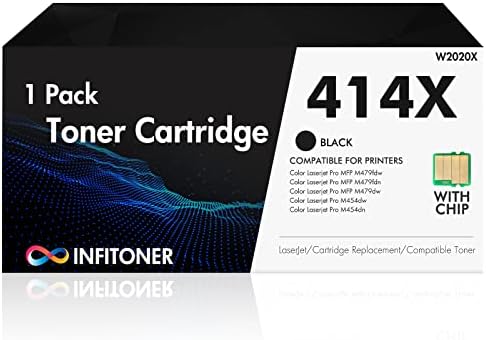 414X 414A Black Toner High Yield (with Chip) Compatible Replacement for HP 414X 414A 414 W2020A W2020X Work for HP414X Color Pro MFP M479fdw M454dw M479fdn M454dn Printer Ink Cartridges (1-Pack)
