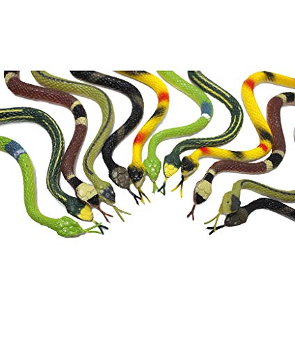 Fun Central 12 Pack - 14 inch Rubber Snake Toys for Kids - Assorted Pack