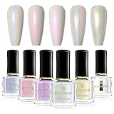 BORN PRETTY Nail Polish Pearl Transparent Shell Glimmer Shiny Shimmers Manicuring Nail Art Varnish White Base Color Needed 5 Colors Set