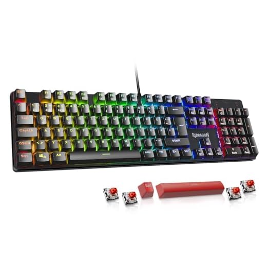 Redragon Mechanische Gaming Tastatur,QWERTZ Deutsches Layout,105 Tasten mit Rote Schaltern, Rainbow LED Backlit,PBT-Tastenkappen/Anti-Ghosting/Stahlgehäuse Gaming Keyboard für PC/Mac Gamer - K671