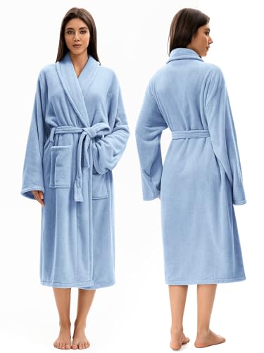 Image of Soft Robe For Women,Warm Plush Bath Robes Female,Spa Towel After Shower Lightweight Long Bathrobe