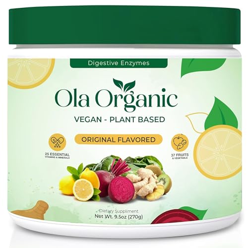 Ola Organic Greens Superfood Powder – Blend of 11 Cruciferous Vegetables with Phytonutrients – Supports Energy, & Immune Health Support – Non-GMO Vegetable Supplement (270g Jar)