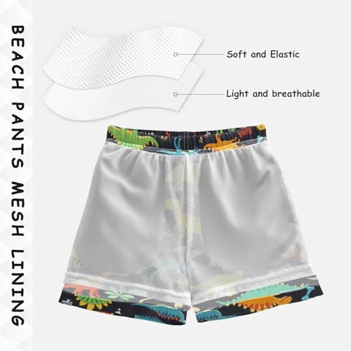 Cute Purple Paw Dinosaurs Boys Swim Trunks Pink Green Animals Toddler Beach Board Shorts Baby Summer Bathing Suit 2T4