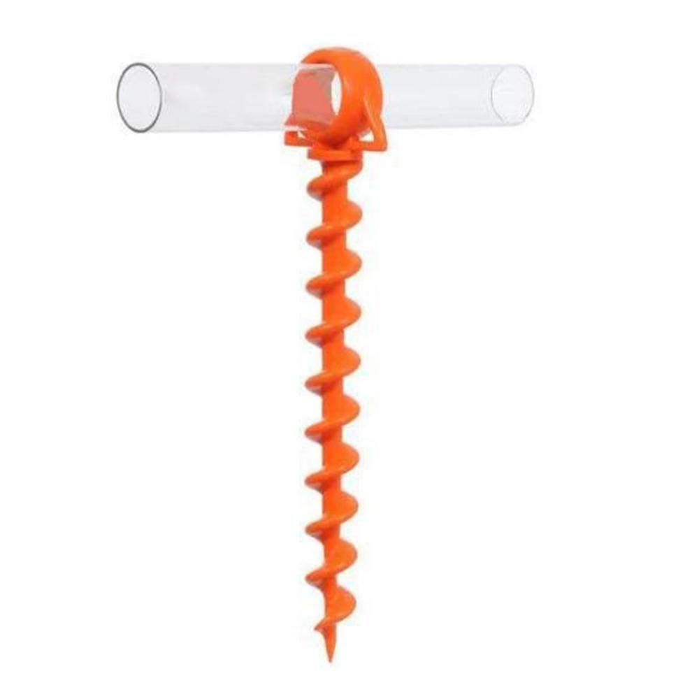 Piquet de tente en spirale plastique x4 avec tube de rangement pour camping et plage