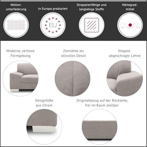 DOMO. collection Sofa Alisson, 3er Couch, 3-Sitzer, 3er Garnitur, Polstergarnitur 199 x 83 x 75 cm (BxTxH), in schwarz