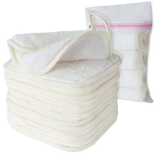 Image of Makeup Remover Cloth, 6" x 6" Make Up Towels Reusable Face Cloth for Washing Face, Makeup Remover Pads Microfiber Face Washcloth with Mesh Bag, 12 Pack