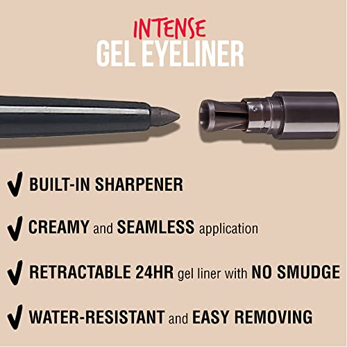 Kiss New York Pro Intense Gel Eyeliner With Built-In Sharpener, Waterproof, Smudge-Proof, Long Lasting Gel Eyeliner Pencil (Black Brown) #TOP4