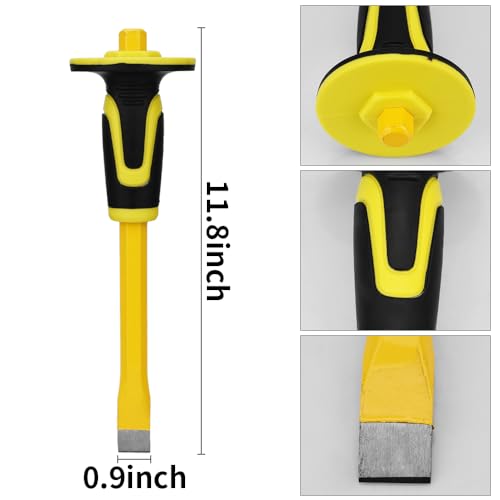 3-Piece Heavy-Duty Chisel Set with Hand Protection, Concrete and Mortar Stone Chisels, Used for Demolition, Carving, De-scaling, Breaking, Hunting, and Crushing. (CA3)